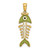 14k 3D  Green Enamel Fish Bone Charm K7049