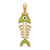 14k 3D  Green Enamel Fish Bone Charm K7049