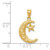 14k Gold Polished and Textured Moon and Stars Pendant K5305