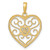 10k w/Rhodium Filigree Beaded Heart Charm 10K9169