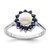 Sterling Silver Rhod 6mm FW Cultured Button Pearl & Sapphire Ring QDX852-6