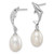 Sterling Silver Rhodium-plated 7-8mm White Rice FWC Pearl Dolphin Earrings QE15337