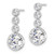 Sterling Silver Rhodium-plated Polished Round CZ Post Dangle Earrings QE16240