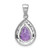 Sterling Silver Rhodium Plated Amethyst and Diamond Pendant QDX403