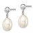 Sterling Silver Rhodium-plated 7-8mm White FW Cultured Pearl Earrings QE7652