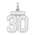 Sterling Silver/Rhodium-plated Polished Number 30 Charm QSS30