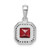 Sterling Silver Rhodium Plated Clear CZ and Square Red CZ Pendant QP5265JAN