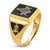 10k Men's Polished, Antiqued & Textured Onyx Masonic Ring 10Y4098M