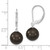 Majestik Sterling Silver Rhodium-plated 10-11mm Black Imitation Shell Pearl Leverback Dangle Earring QMJEL10B