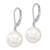 Majestik Sterling Silver Rhodium-plated 12-13mm White Imitation Shell Pearl Leverback Dangle Earrings QMJEL12W