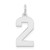 Sterling Silver/Rhodium-plated Polished Number 2 Charm QMS02