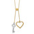 14K Two-tone Polished Adjustable-Dangle Heart and Key Necklace SF3048-17