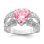Sterling Silver Rhodium plated 10mm Clear CZ and Pink Heart CZ Ring QR1394-7
