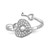 Sterling Silver Rhodium-plated CZ Heart Lock and Key Ring QR6748-8
