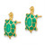 14K Land Turtle W/Green Enamel Shell Earrings TE687