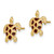 14K Sea Turtle  W/Brown Enamel Shell / Textured Post Earrings TE705