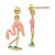 14K w/ Enamel 3-D Flamingo Dangle Earrings TE701