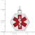 14k White Gold Red Enamel Medical Jewelry Pendant XM442