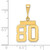 14k Small Polished Number 80 Charm SP80