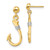 14K w/Rhodium 3-D Fish Hook W/ Rope Dangle Earrings TE896