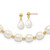 14k 7-8mm White FW Cultured Pearl Necklace and Bead Post Earring Set XF499SET