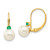 14k 6-6.5mm White Round FW Cultured Pearl Emerald Leverback Earrings XLB60E/PL