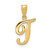 14KY Script Letter T Initial Pendant YC993T