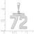 14kw Medium Polished Number 72 Charm WMP72