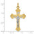 14k Two-tone Polished Solid INRI Fleur de Lis Crucifix Pendant XR1877