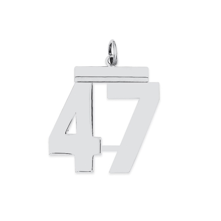 Sterling Silver/Rhodium-plated Polished Number 47 Charm QPL47