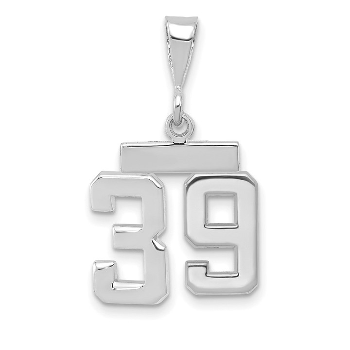 14kw Small Polished Number 39 Charm WSP39