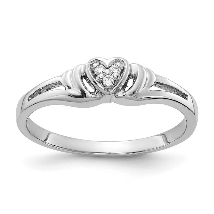 14k White Gold VS Diamond heart ring Y4176VS