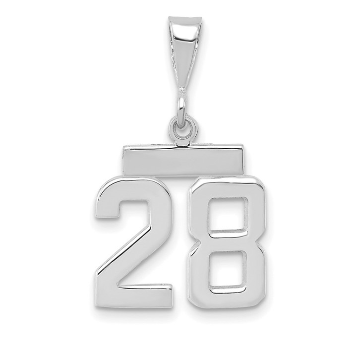 14kw Small Polished Number 28 Charm WSP28