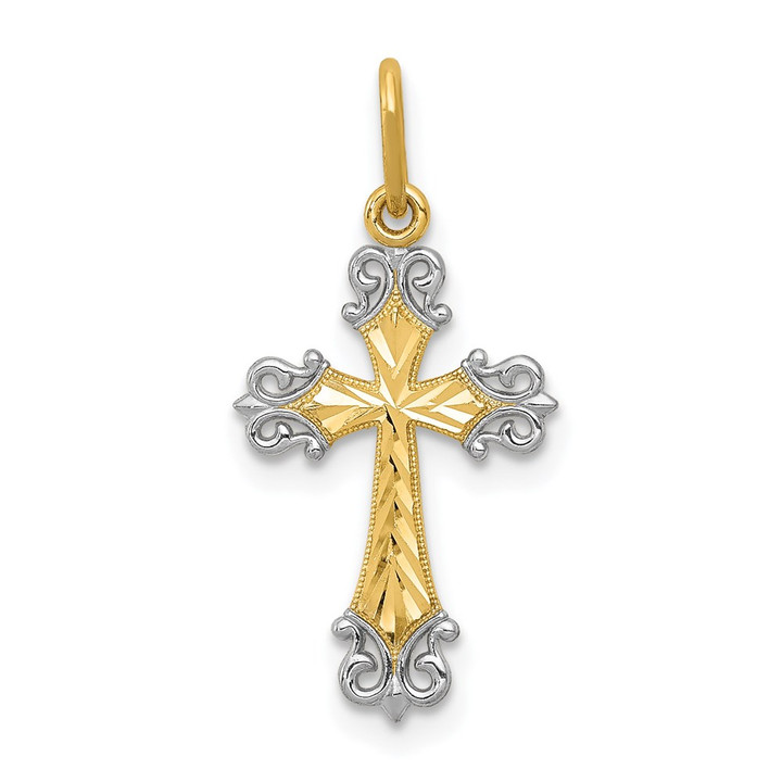 14K w/Rhodium Cross Charm XR1208