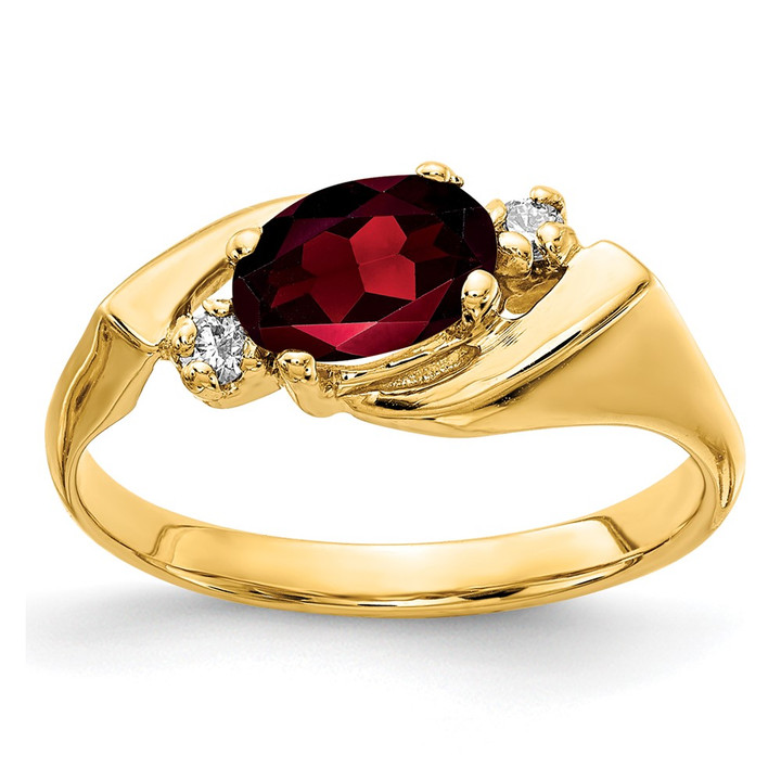 14k 7x5mm Oval Garnet AAA Diamond ring Y2260GA/AAA