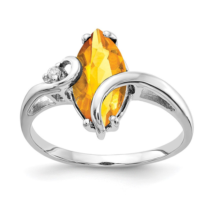 14k White Gold 12x6mm Marquise Citrine AAA Diamond ring Y4530CI/AAA