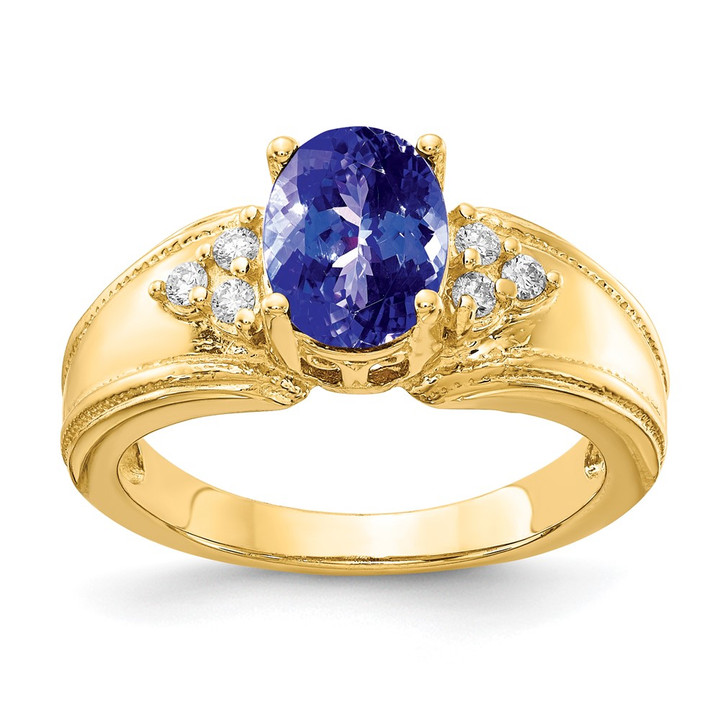 14k 8x6mm Oval Tanzanite AA Diamond ring Y4452T/AA