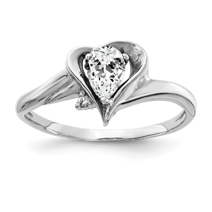 14k White Gold 6x4mm Pear Cubic Zirconia AA Diamond ring Y4560CZ/AA