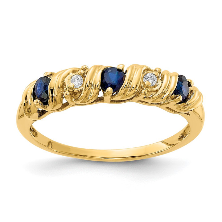 14k 2.75mm Sapphire A Diamond ring Y4718S/A