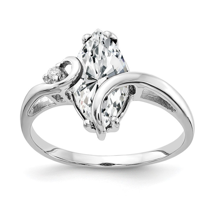 14k White Gold 12x6mm Marquise Cubic Zirconia AA Diamond ring Y4530CZ/AA