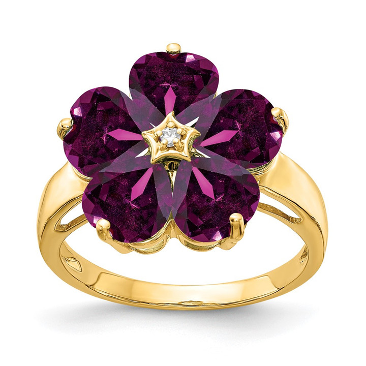 14k 6mm Heart Rhodolite Garnet VS Diamond ring Y4583RG/VS