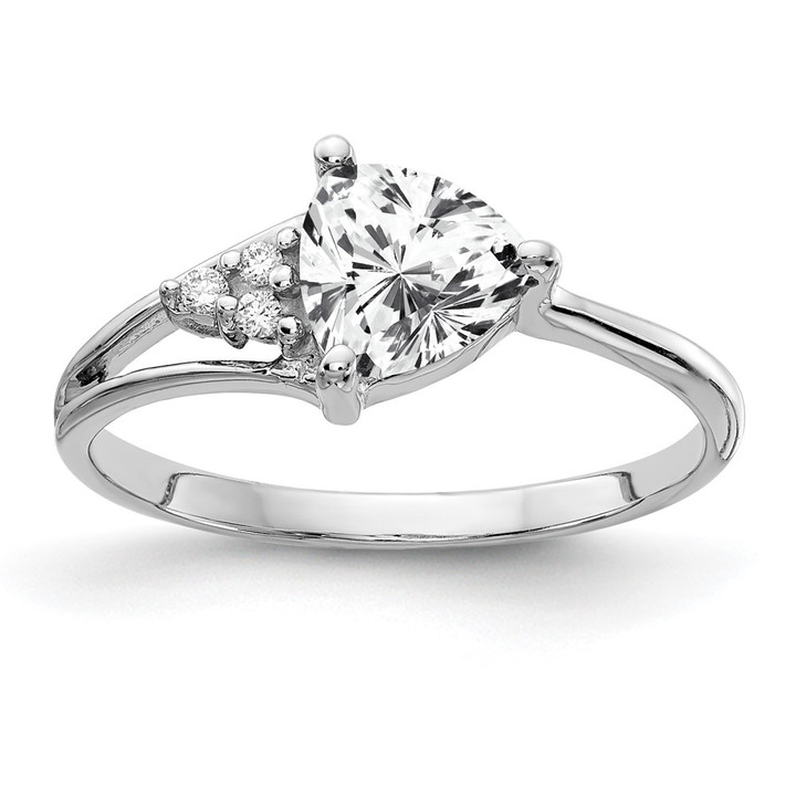 14k White Gold 6mm Cubic Zirconia AA Diamond ring Y4745CZ/AA