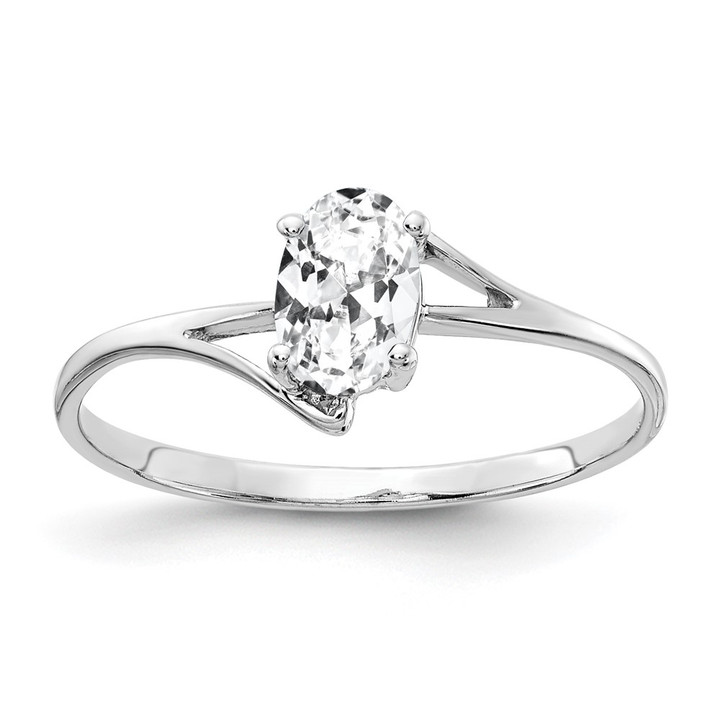 14k White Gold 6x4mm Oval Cubic Zirconia ring Y4660CZ