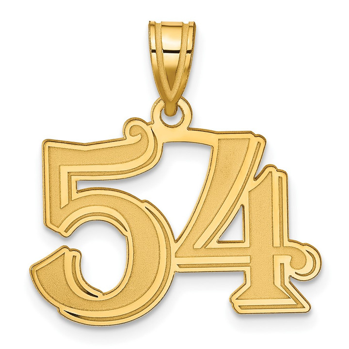 14k Polished Etched Number 54 Pendant AEN54
