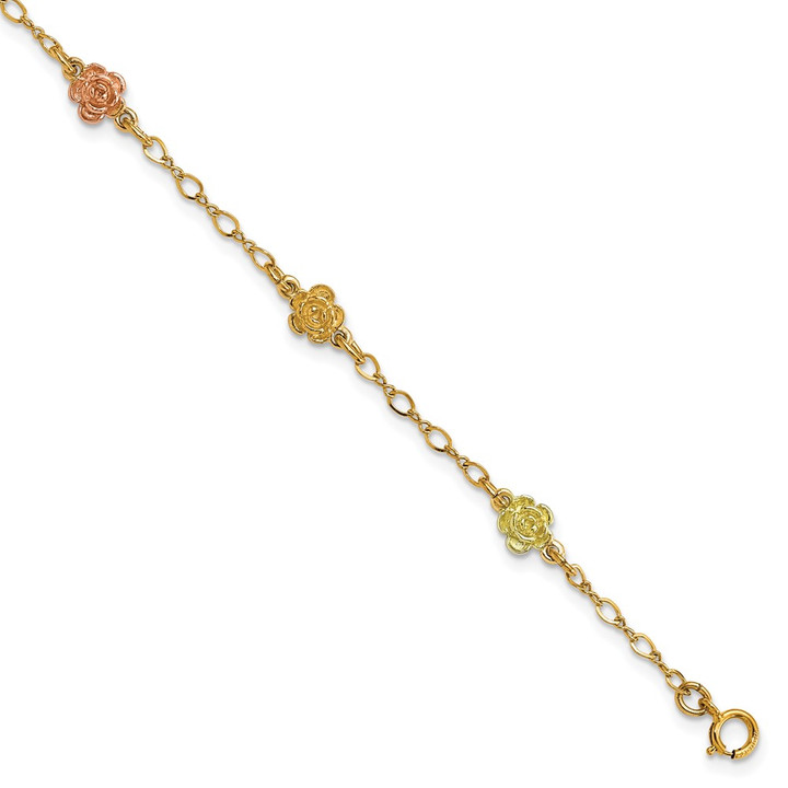 10k Tri-color Gold Black Hills Roses Bracelet 10BH705-7.5