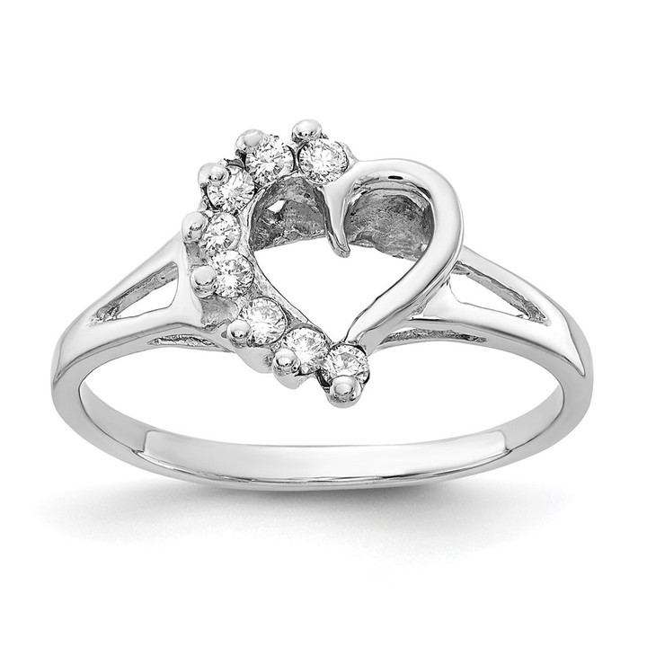 14k White Gold Polished AA Diamond Heart Ring X9594AA
