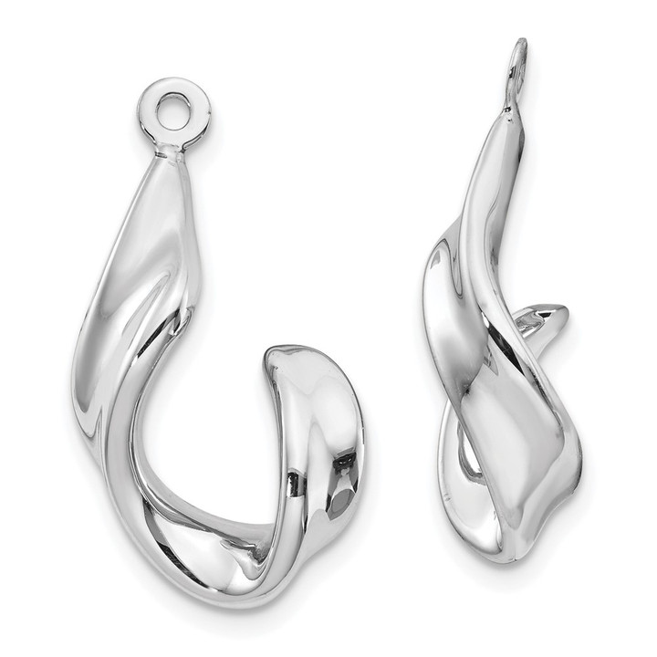 14k White Gold Twisted J Earring Jackets YE1103