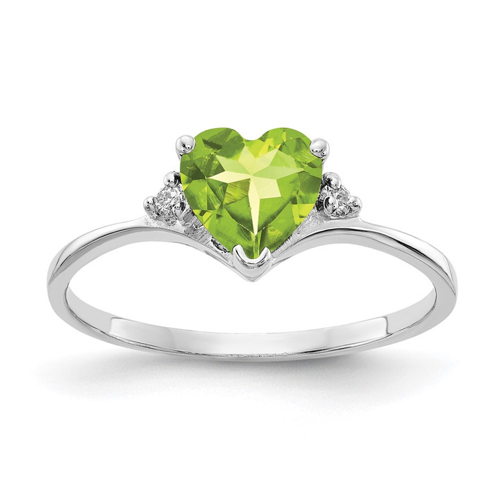 14k White Gold 6mm Heart Peridot VS Diamond ring X9701PE/VS