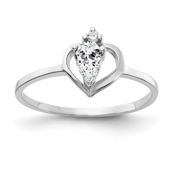 14k White Gold 5x3mm Pear Cubic Zirconia AA Diamond ring X9715CZ/AA