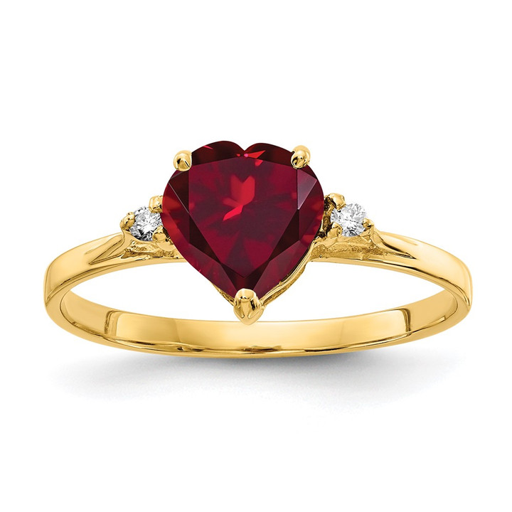 14k 7mm Heart Created Ruby AAA Diamond ring X9682CR/AAA